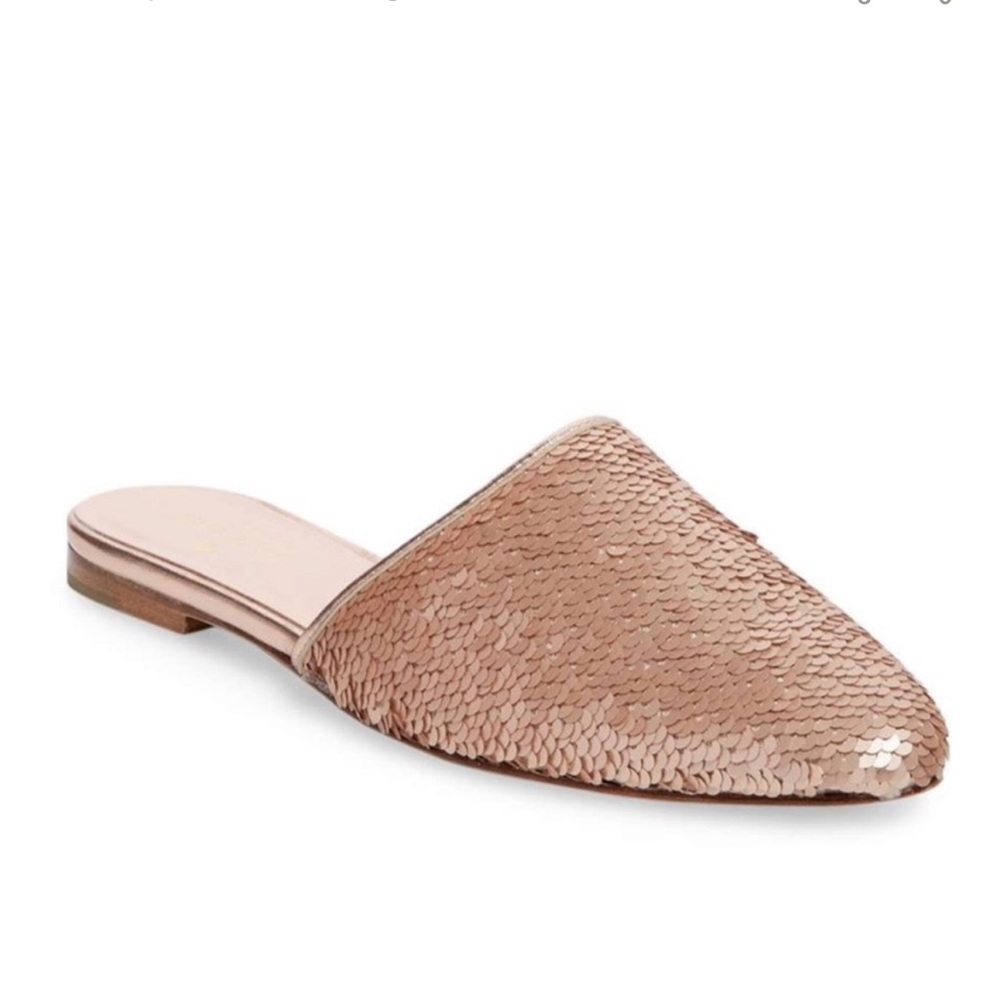 Kate Spade Marks Metallic 2 Way Rose Gold & Silver Sequin Mules - Size 8